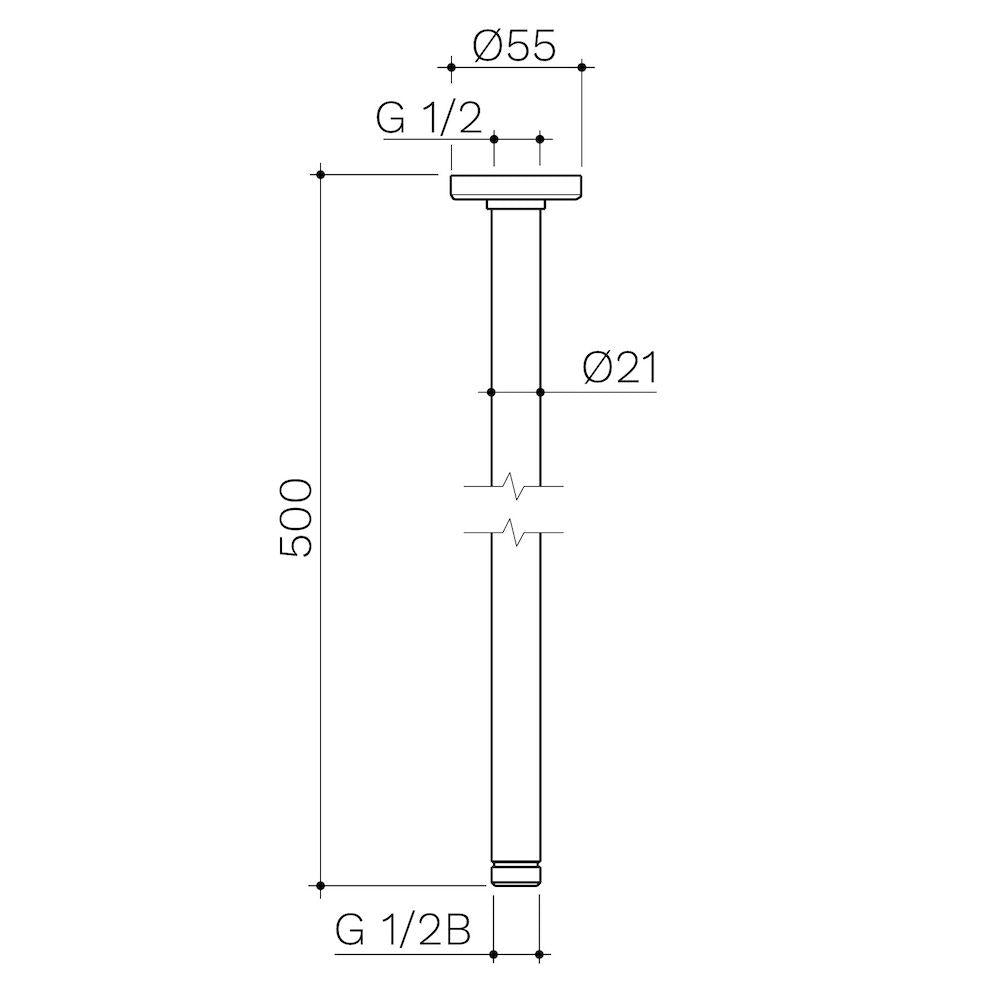 Caroma Urbane II 500mm Ceiling Shower Arm - Chrome