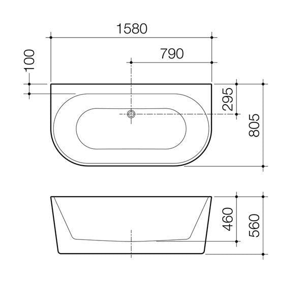 Caroma Urbane II Back to Wall Freestanding Bath