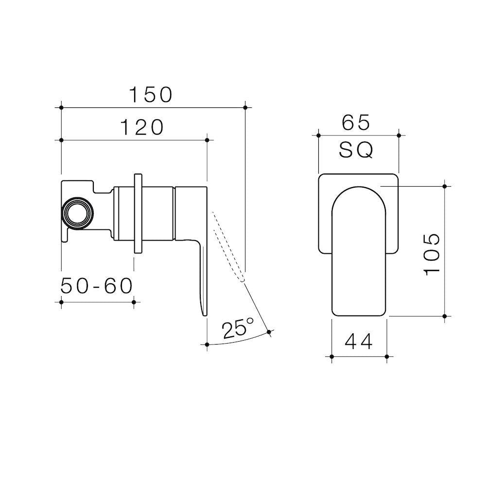 Caroma Urbane II Bath / Shower Mixer Square Plate - Brushed Brass