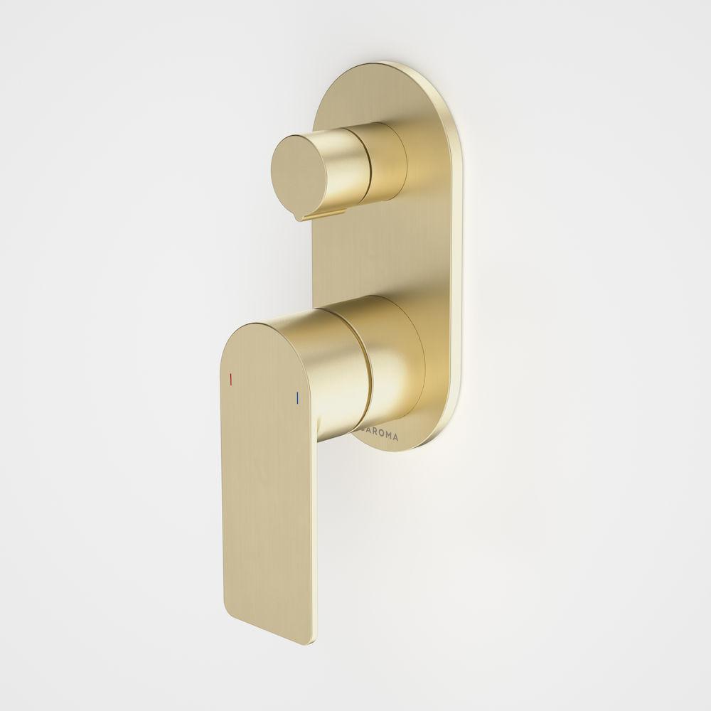 Caroma Urbane II Bath / Shower Mixer With Diverter Round Plate - Brushed Brass