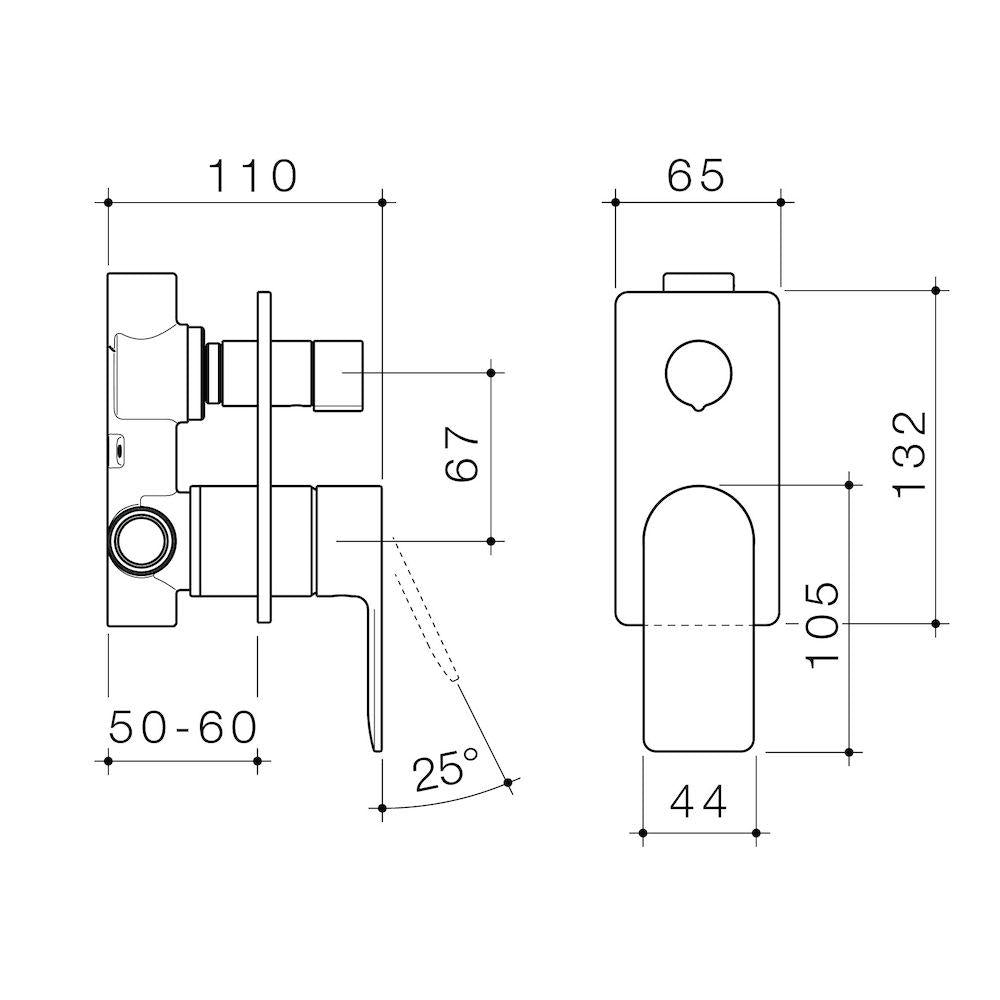 Caroma Urbane II Bath / Shower Mixer With Diverter Square Plate - Brushed Brass