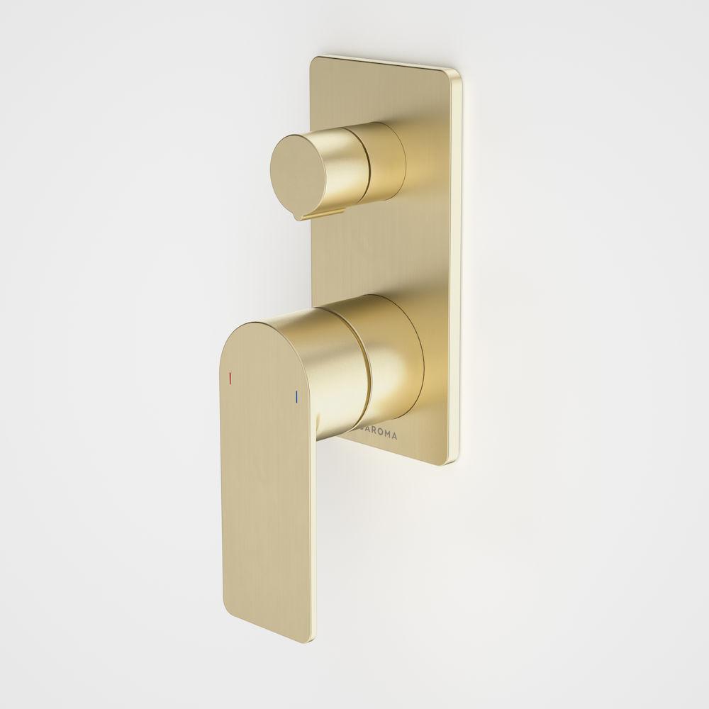 Caroma Urbane II Bath / Shower Mixer With Diverter Square Plate - Brushed Brass