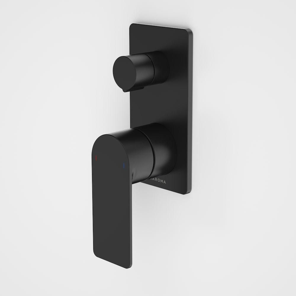 Caroma Urbane II Bath / Shower Mixer With Diverter Square Plate - Matte Black