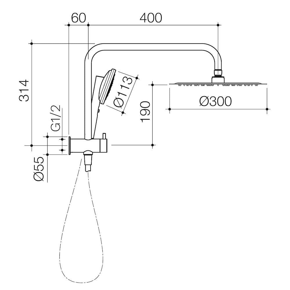 Caroma Urbane II Compact Twin Shower - Gun Metal