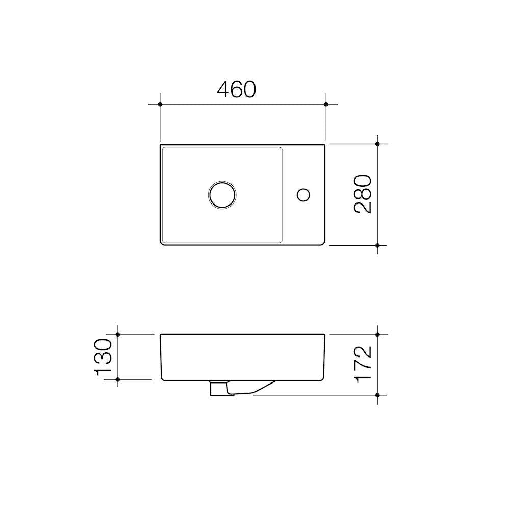 Caroma Urbane II Hand Wall Basin - 1 Tap Hole