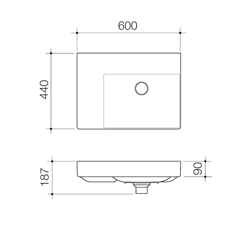 Caroma Urbane II Left Hand Shelf Wall Basin