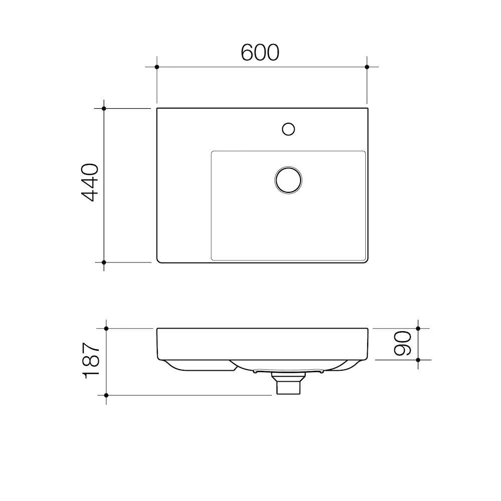 Caroma Urbane II Left Hand Shelf Wall Basin