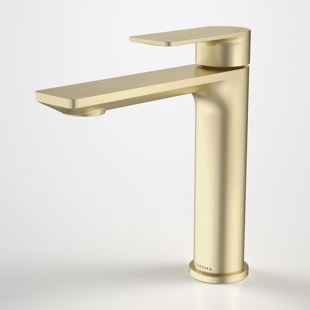 Caroma Urbane II Mid Tower Basin Mixer - Brushed Brass