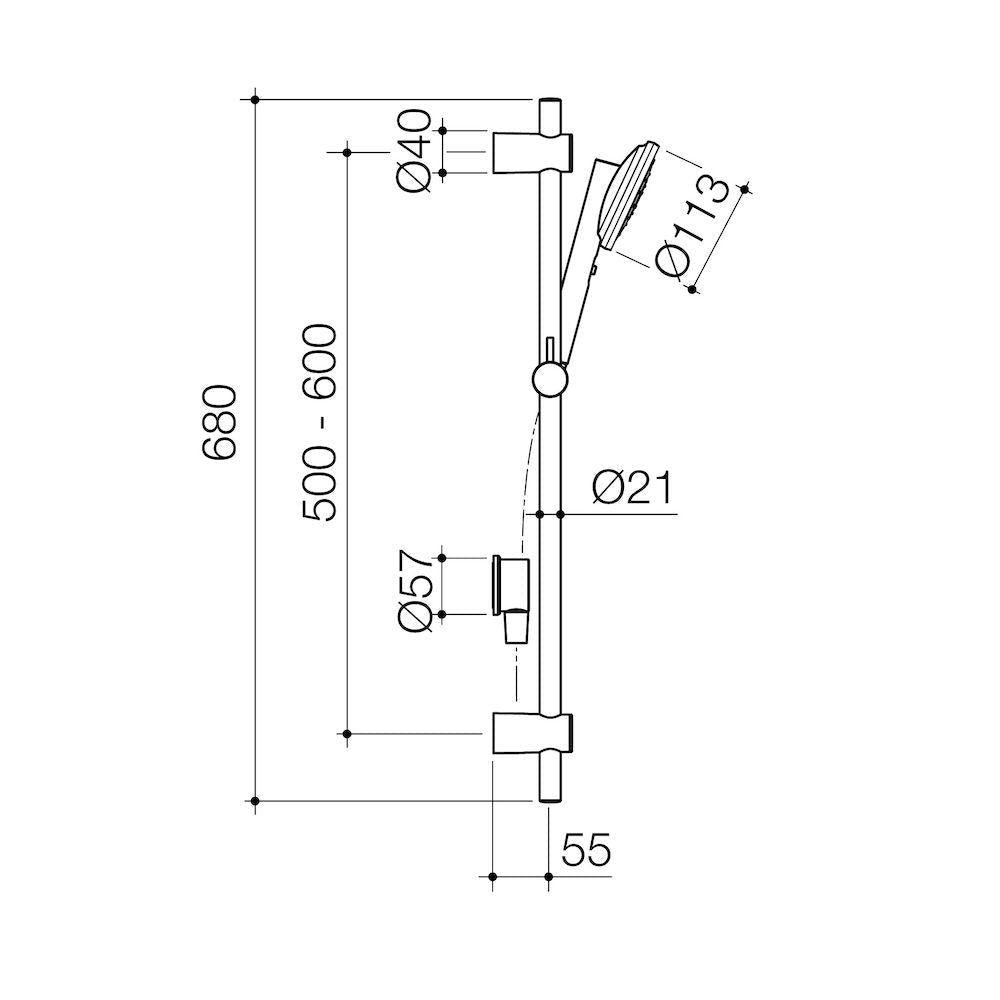 Caroma Urbane II Rail Shower - Gun Metal