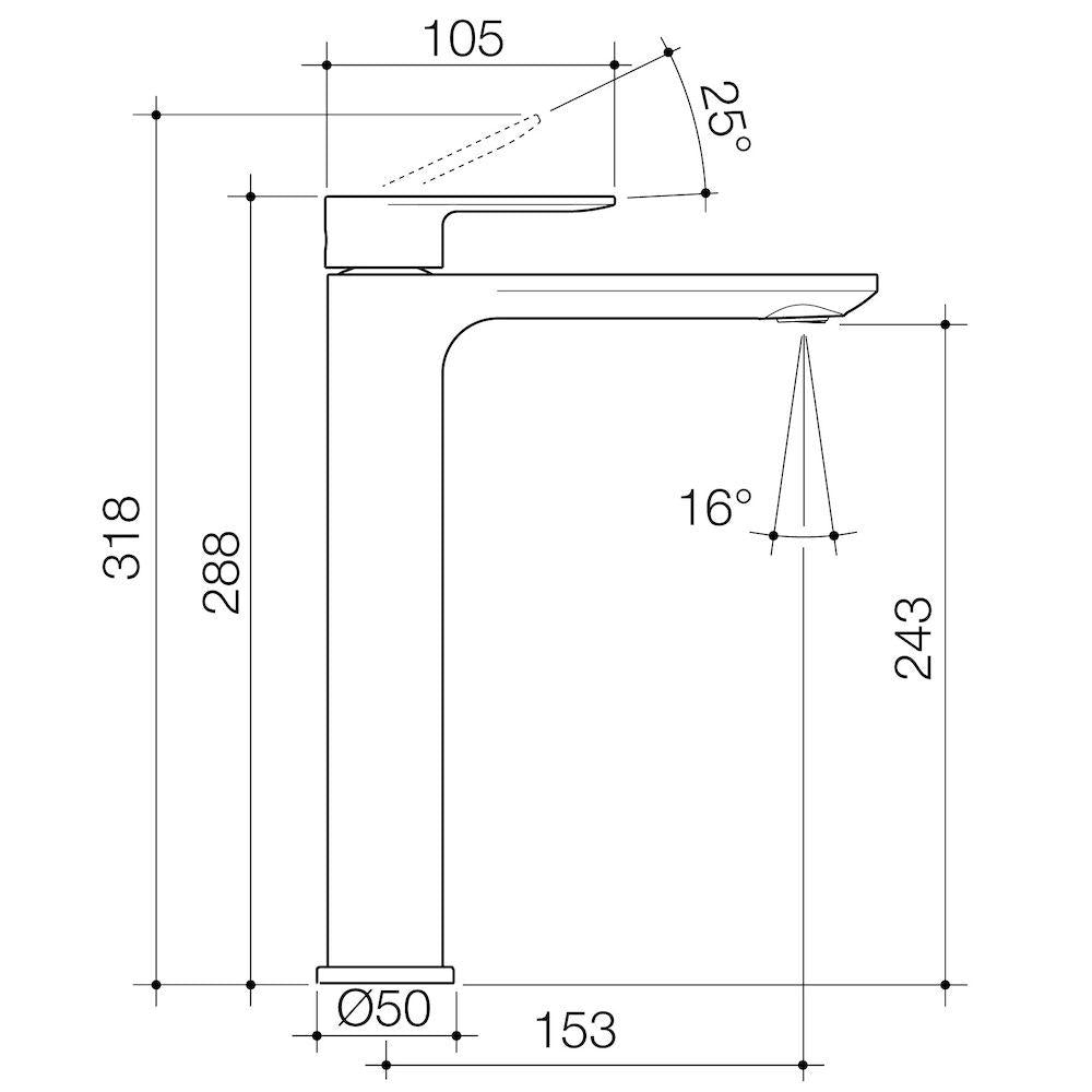 Caroma Urbane II Tower Basin Mixer - Brushed Nickel