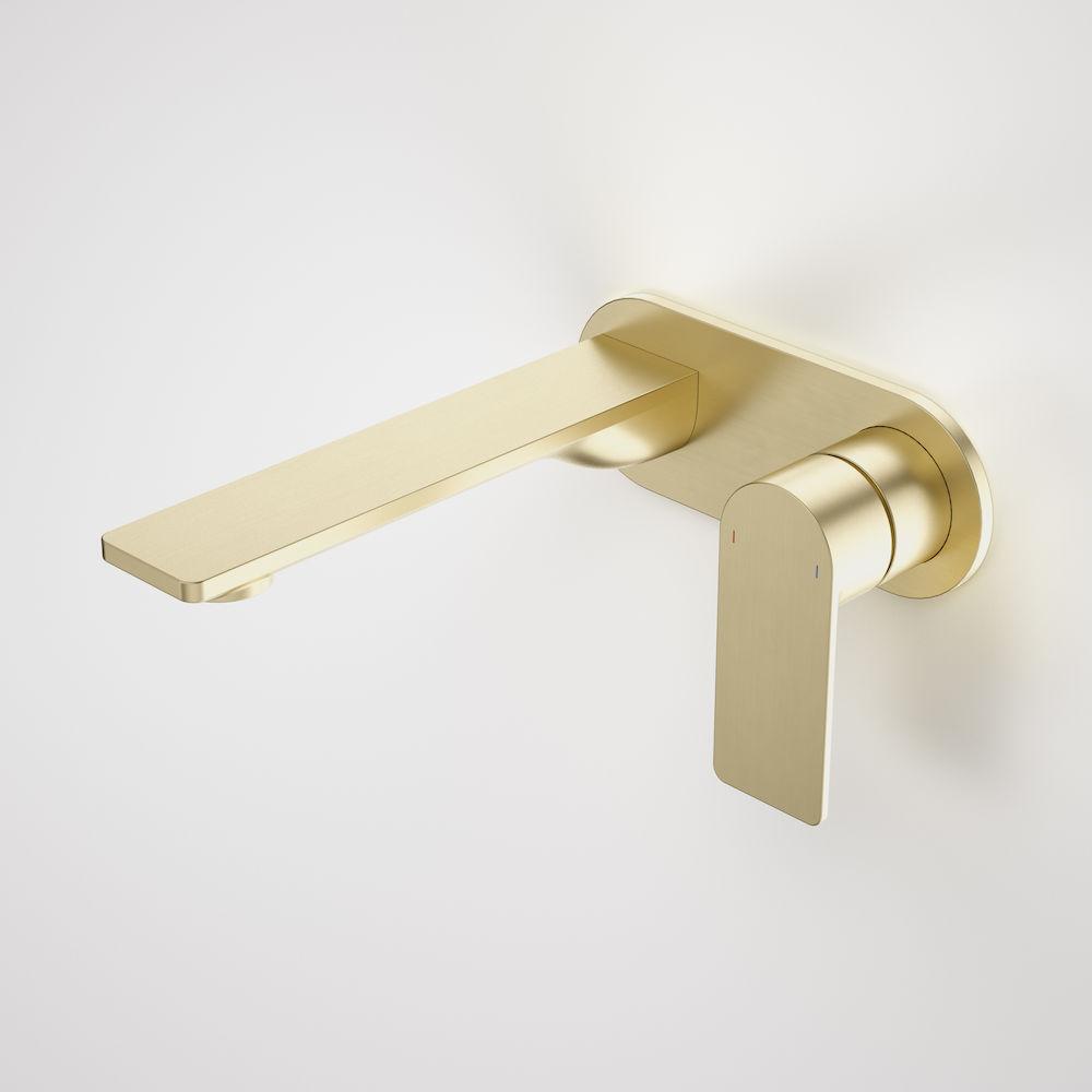 Caroma Urbane II Wall Basin/Bath Mixer Round Plate - Brushed Brass