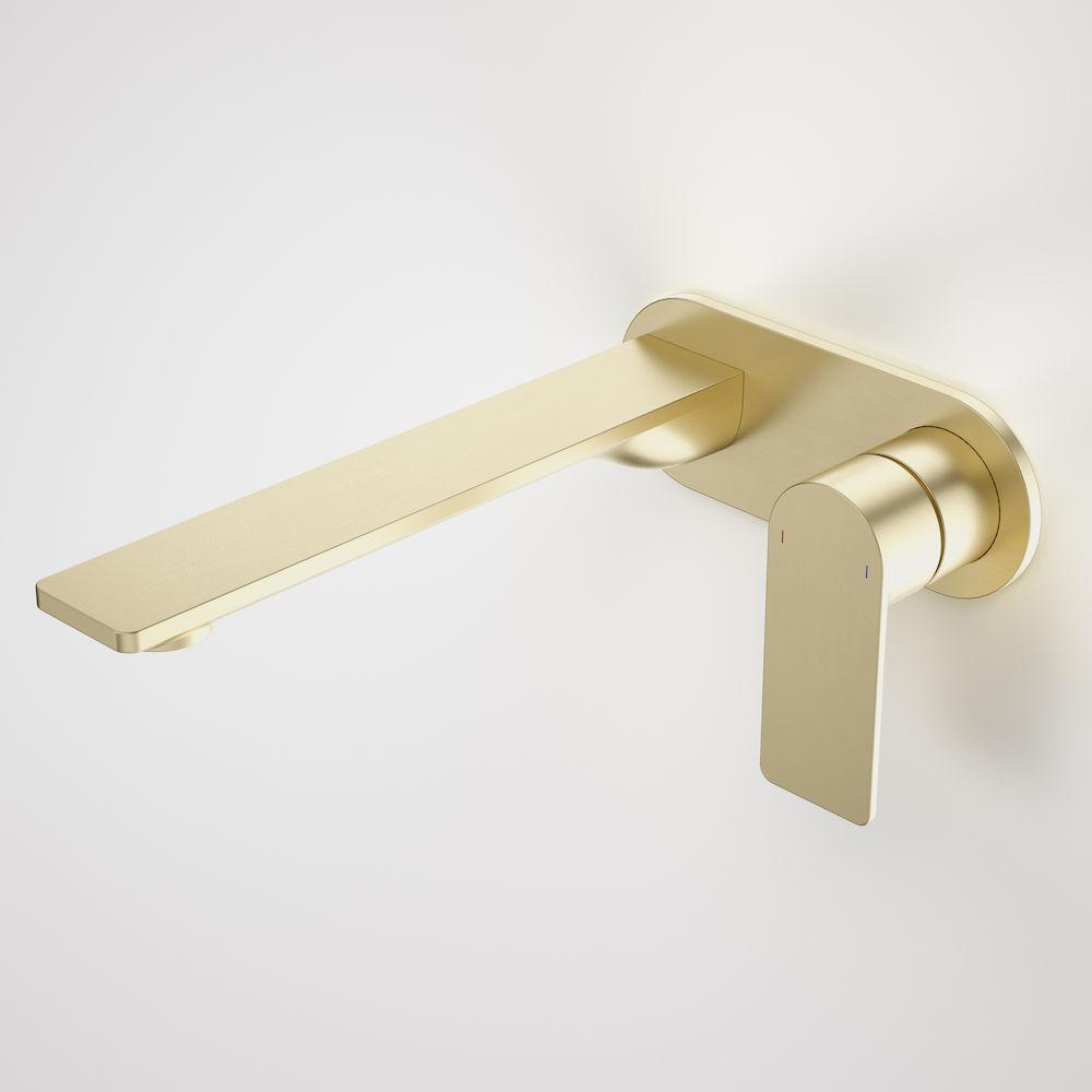 Caroma Urbane II Wall Basin/Bath Mixer Round Plate - Brushed Brass