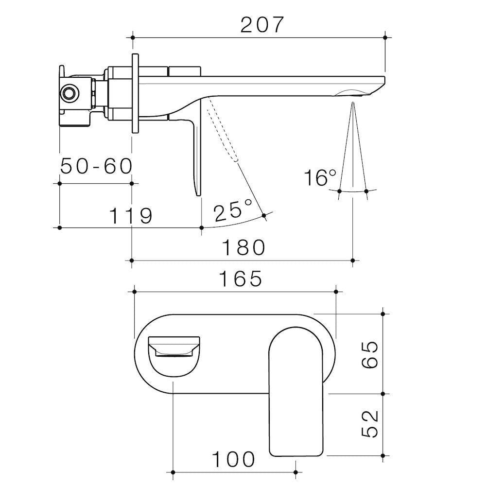 Caroma Urbane II Wall Basin/Bath Mixer Round Plate - Chrome