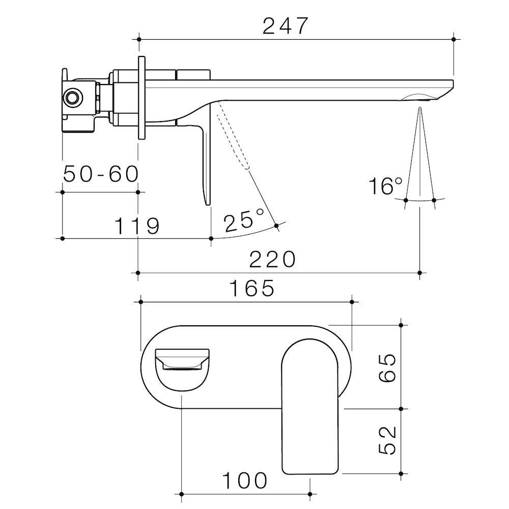 Caroma Urbane II Wall Basin/Bath Mixer Round Plate - Chrome