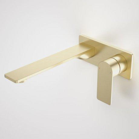 Caroma Urbane II Wall Basin/Bath Mixer Square Plate - Brushed Brass