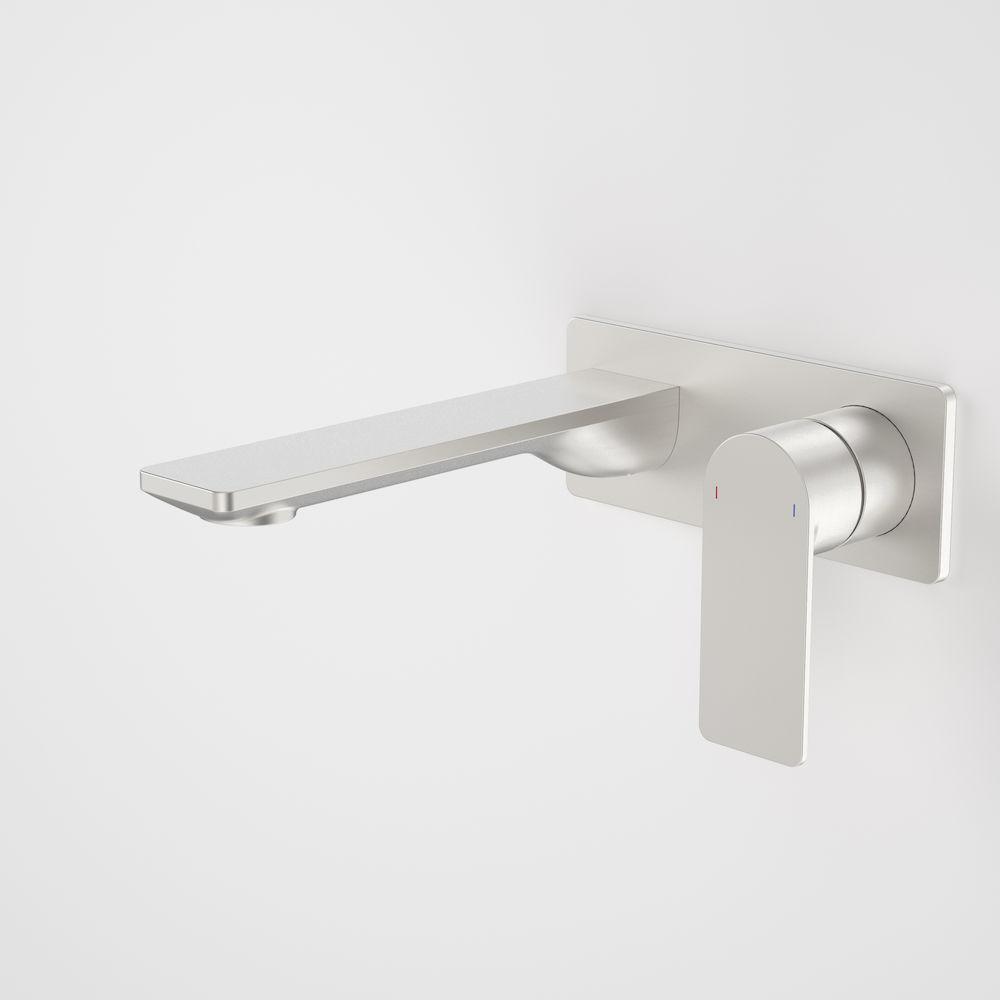 Caroma Urbane II Wall Basin/Bath Mixer Square Plate - Brushed Nickel