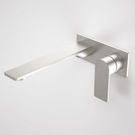 Caroma Urbane II Wall Basin/Bath Mixer Square Plate - Brushed Nickel