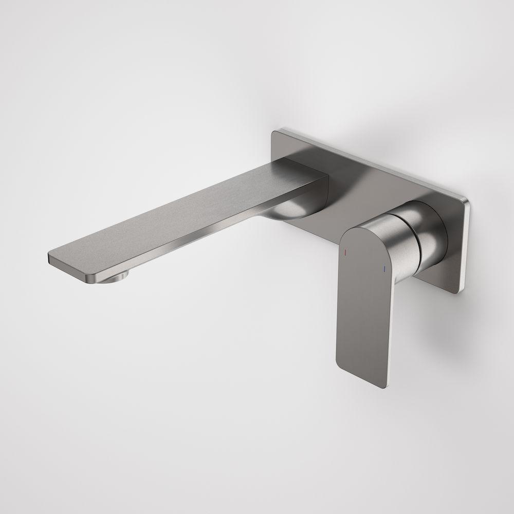 Caroma Urbane II Wall Basin/Bath Mixer Square Plate - Gun Metal