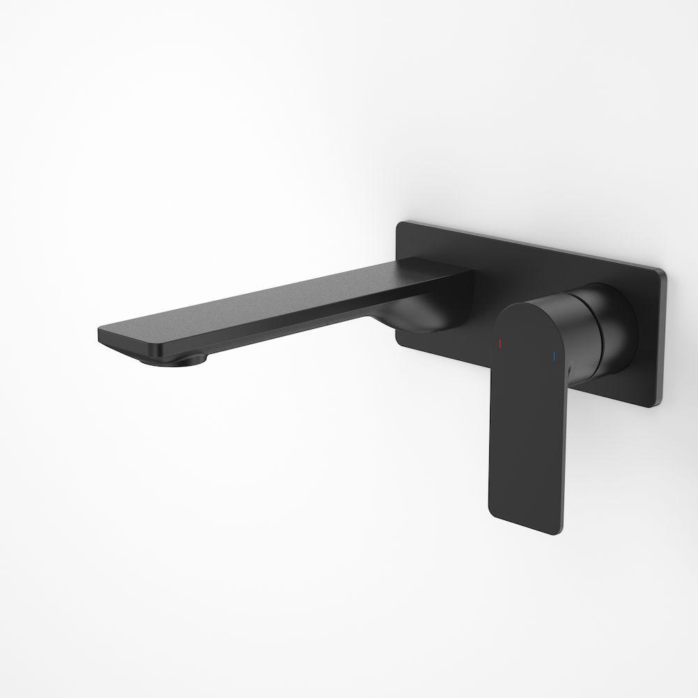 Caroma Urbane II Wall Basin/Bath Mixer Square Plate - Matte Black