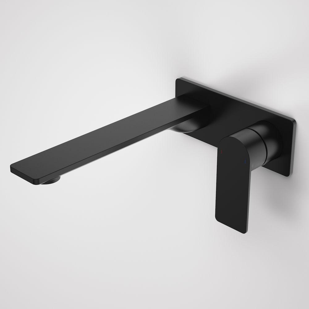 Caroma Urbane II Wall Basin/Bath Mixer Square Plate - Matte Black