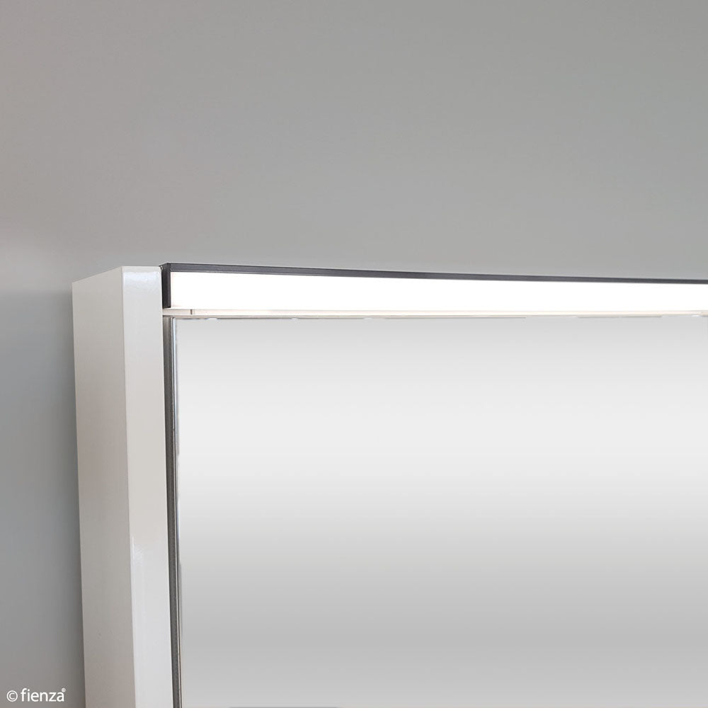 Fienza 1200 LED Mirror Cabinet with Display Shelf - Gloss White