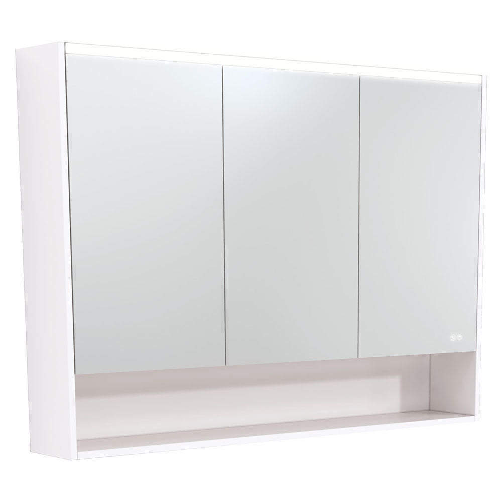 Fienza 1200 LED Mirror Cabinet with Display Shelf - Gloss White