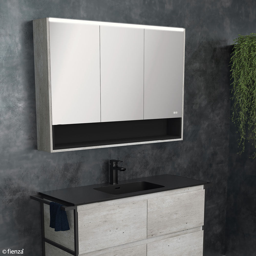 Fienza 1200 LED Mirror Cabinet with Display Shelf - Industrial