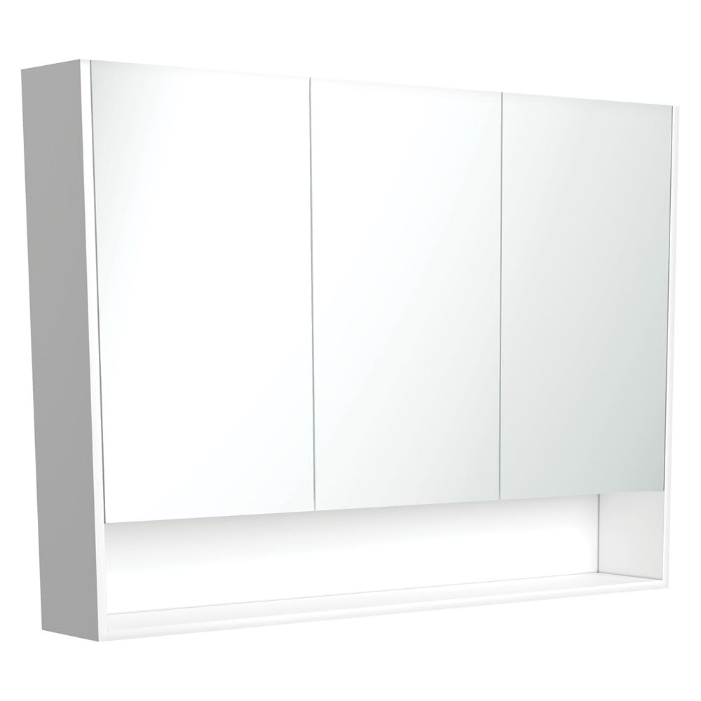 Fienza 1200 Mirror Cabinet with Display Shelf - Gloss White