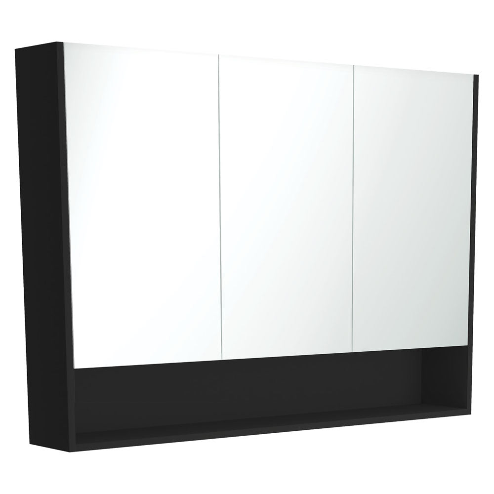 Fienza 1200 Mirror Cabinet with Display Shelf - Satin Black