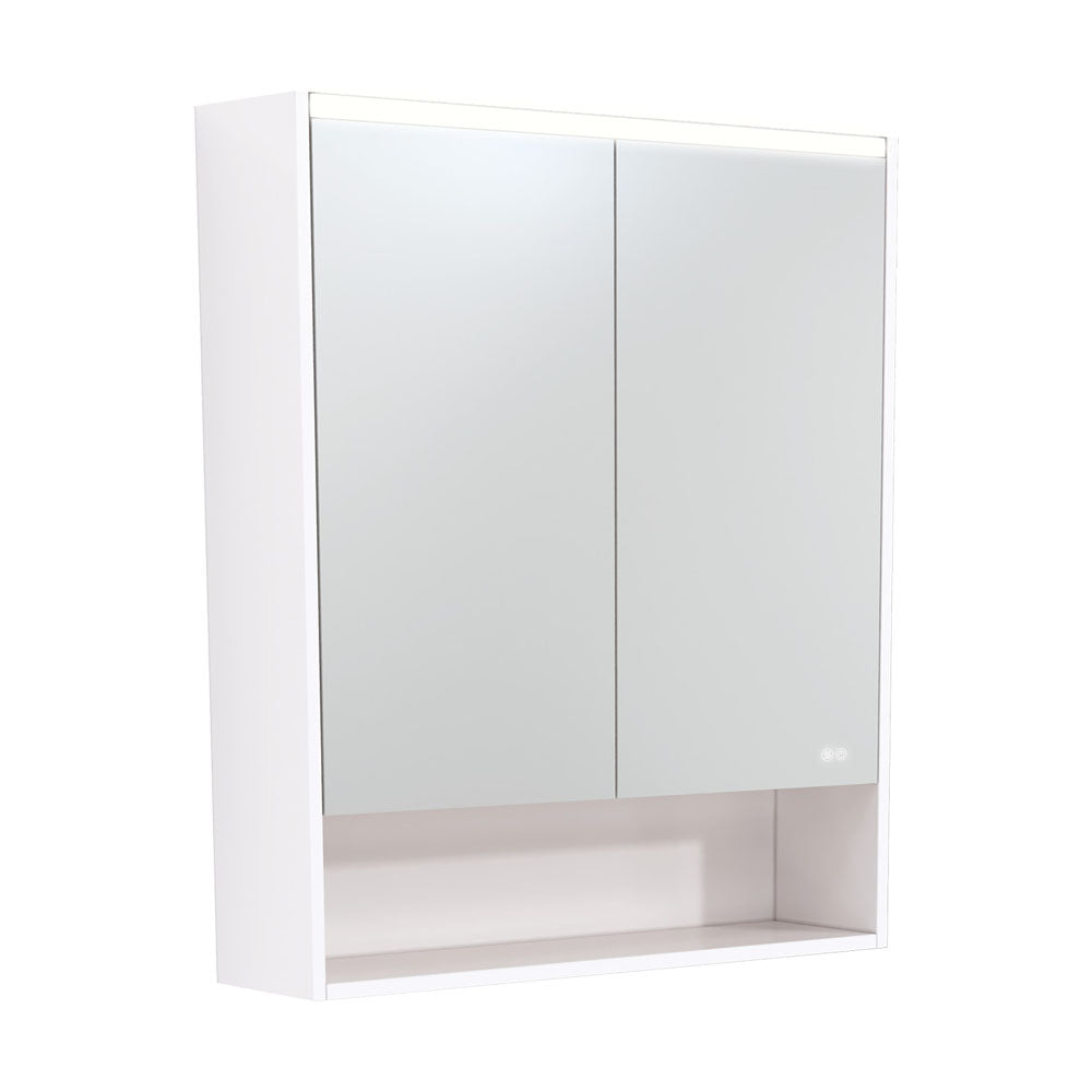 Fienza 750 LED Mirror Cabinet with Display Shelf - Gloss White