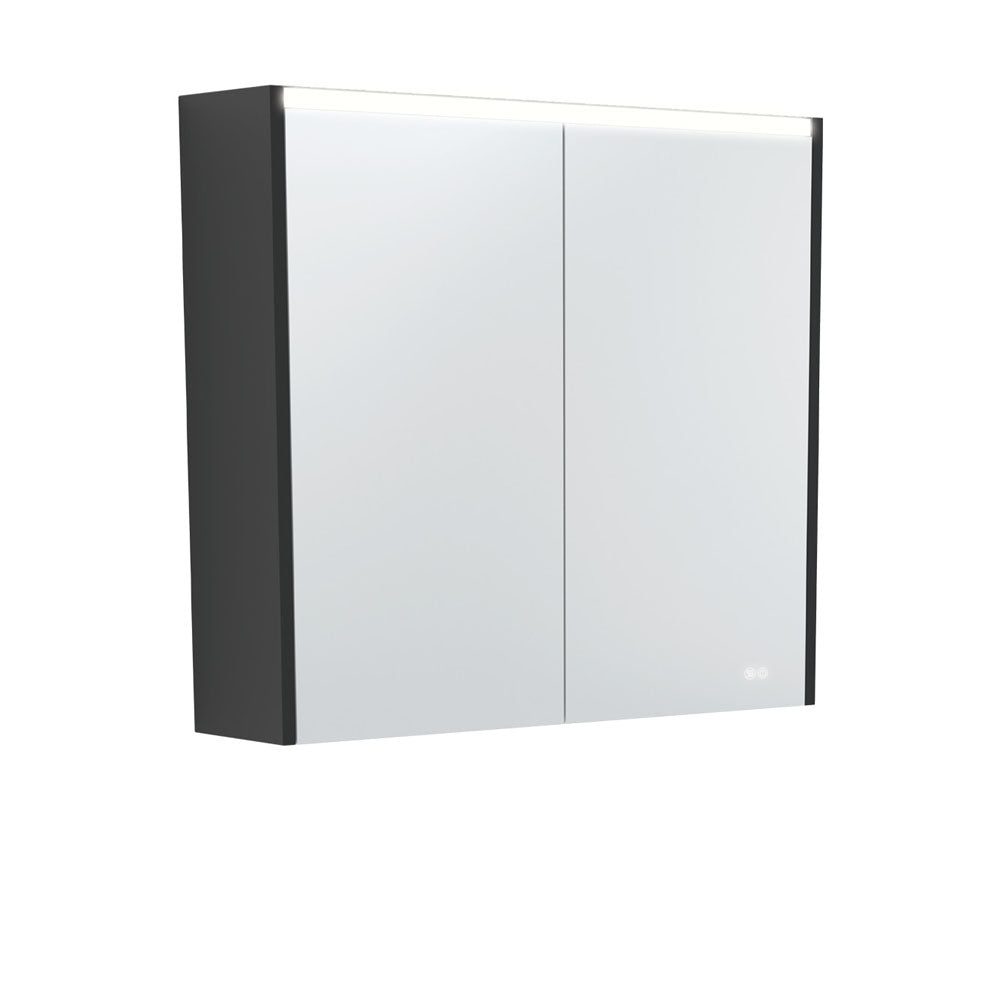 Fienza 750 LED Mirror Cabinet with Satin Black Side Panels