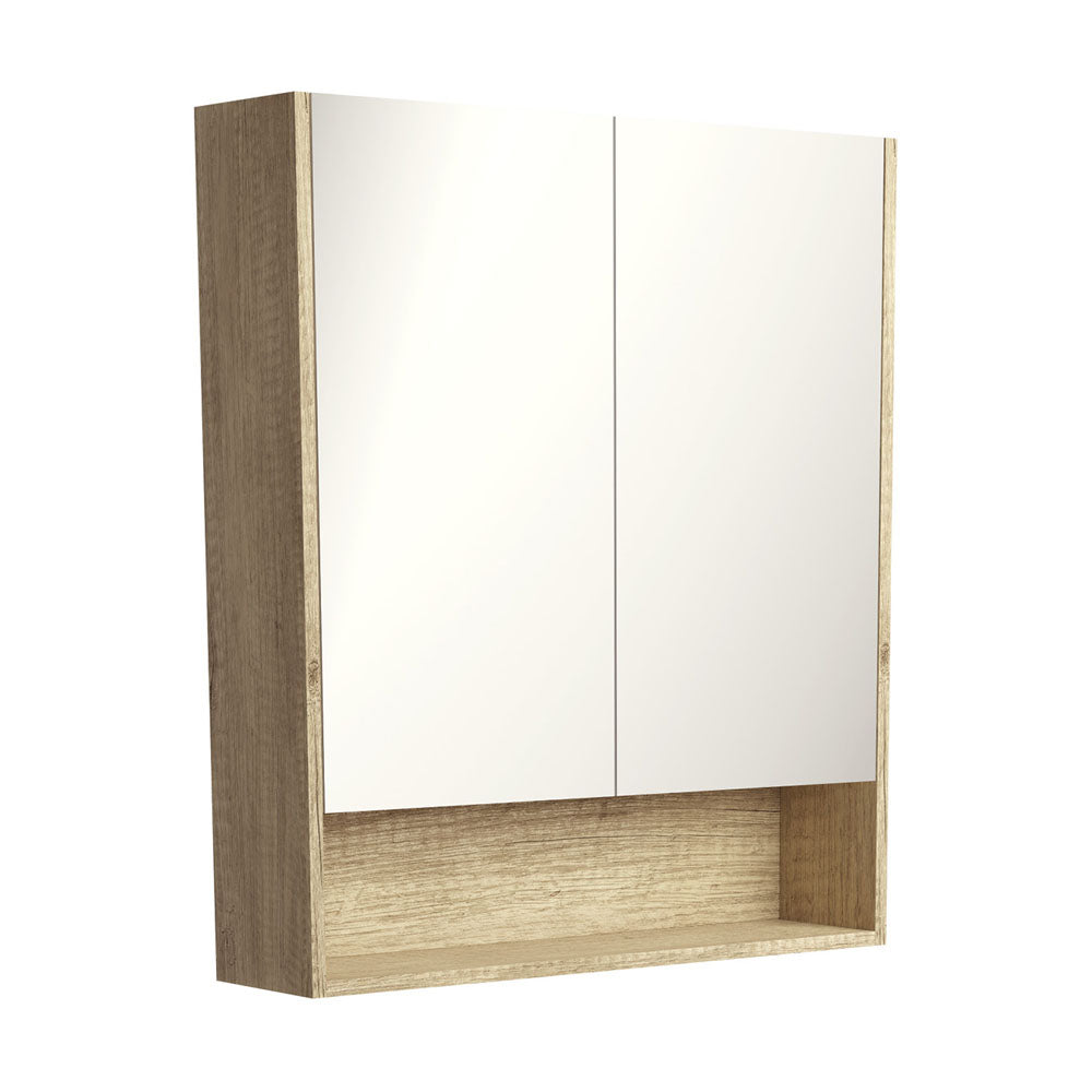 Fienza 750 Mirror Cabinet with Display Shelf - Scandi Oak