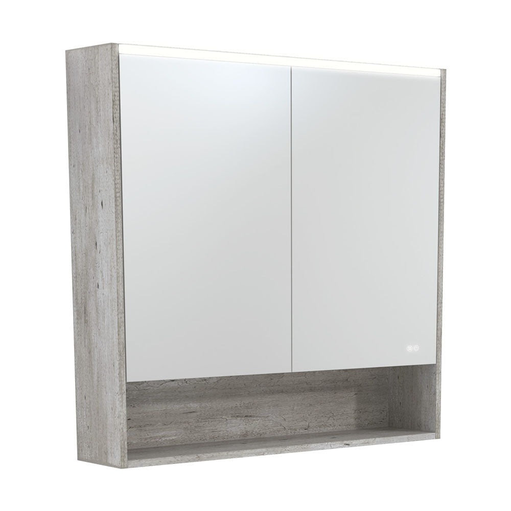 Fienza 900 LED Mirror Cabinet with Display Shelf - Industrial