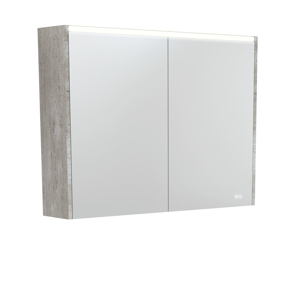 Fienza 900 LED Mirror Cabinet with Industrial Side Panels