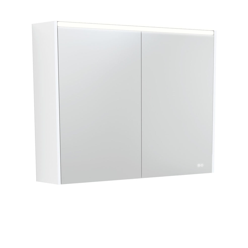 Fienza 900 LED Mirror Cabinet with Satin White Side Panels