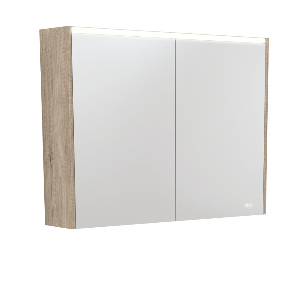 Fienza 900 LED Mirror Cabinet with Scandi Oak Side Panels