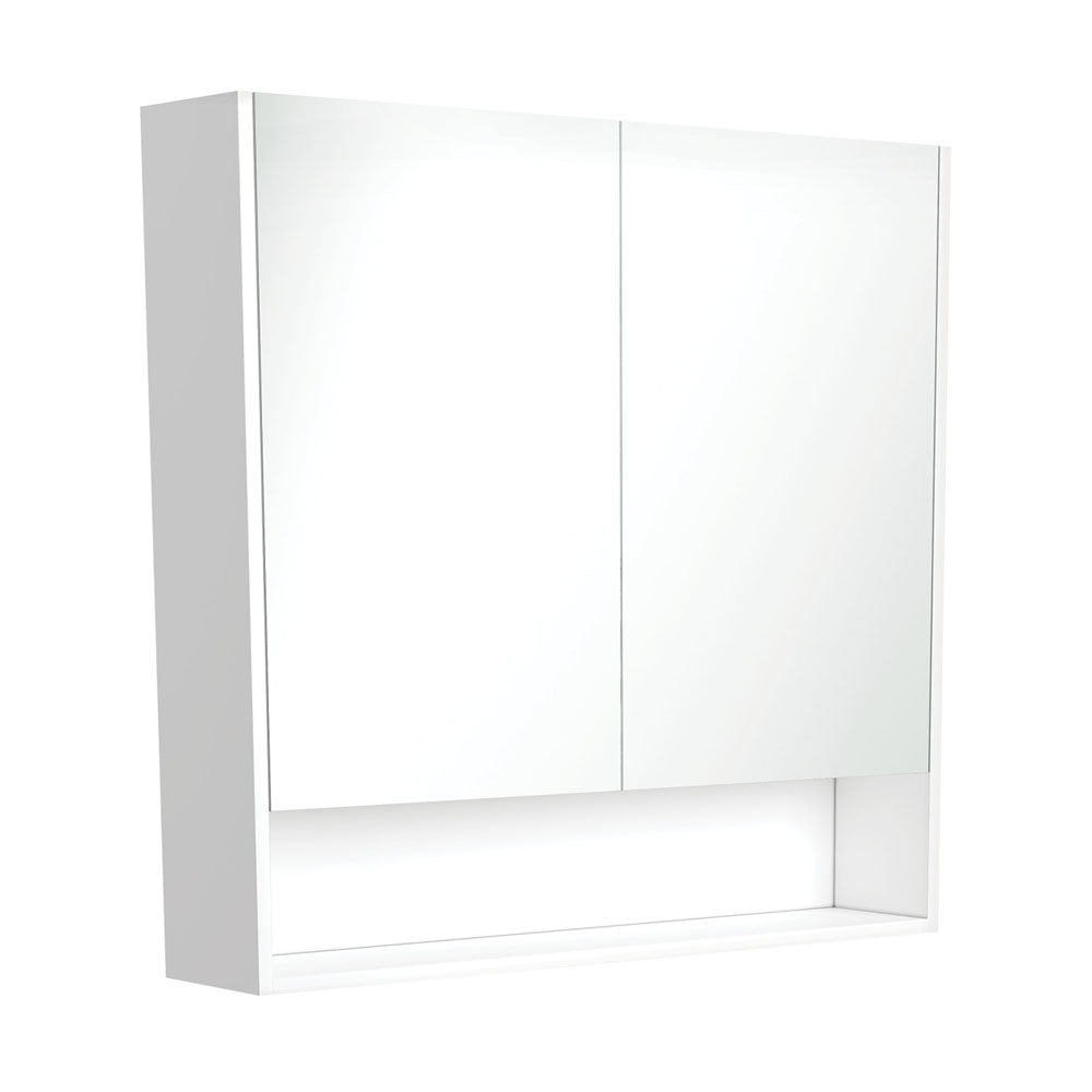 Fienza 900 Mirror Cabinet with Display Shelf - Gloss White