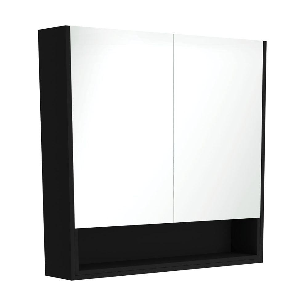 Fienza 900 Mirror Cabinet with Display Shelf - Satin Black