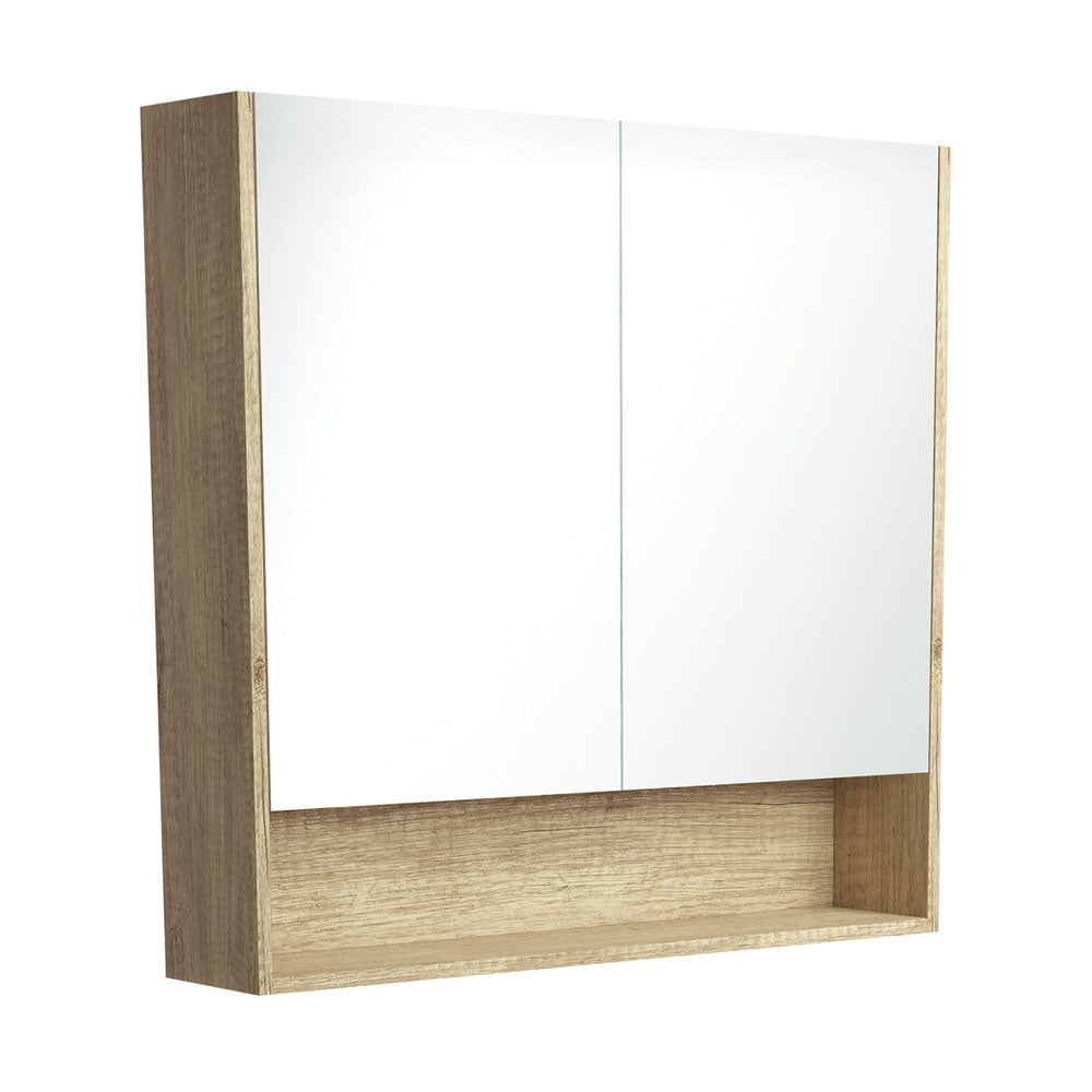 Fienza 900 Mirror Cabinet with Display Shelf - Scandi Oak