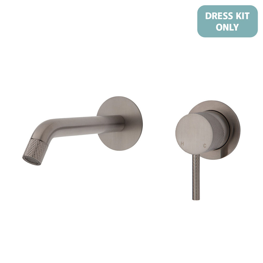 Fienza Axle Wall Basin/Bath Mixer Dress Kit - Brushed Nickel - Small Round Plates - 160mm Outlet