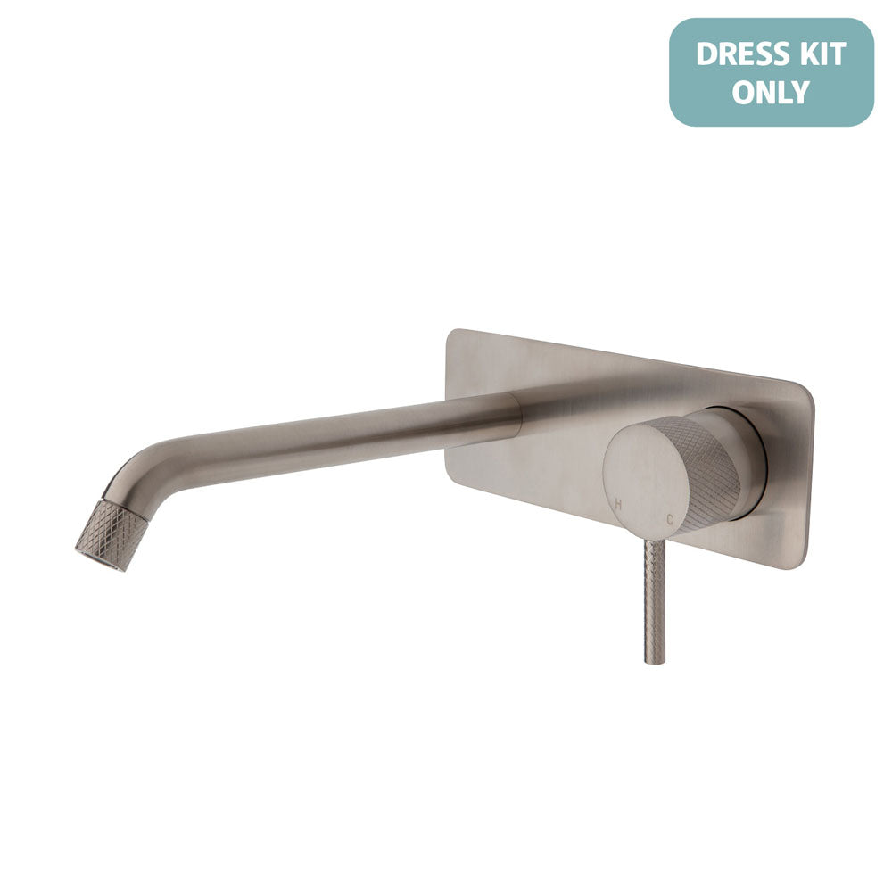 Fienza Axle Wall Basin/Bath Mixer Dress Kit - Brushed Nickel - Soft Square Plate - 200mm Outlet