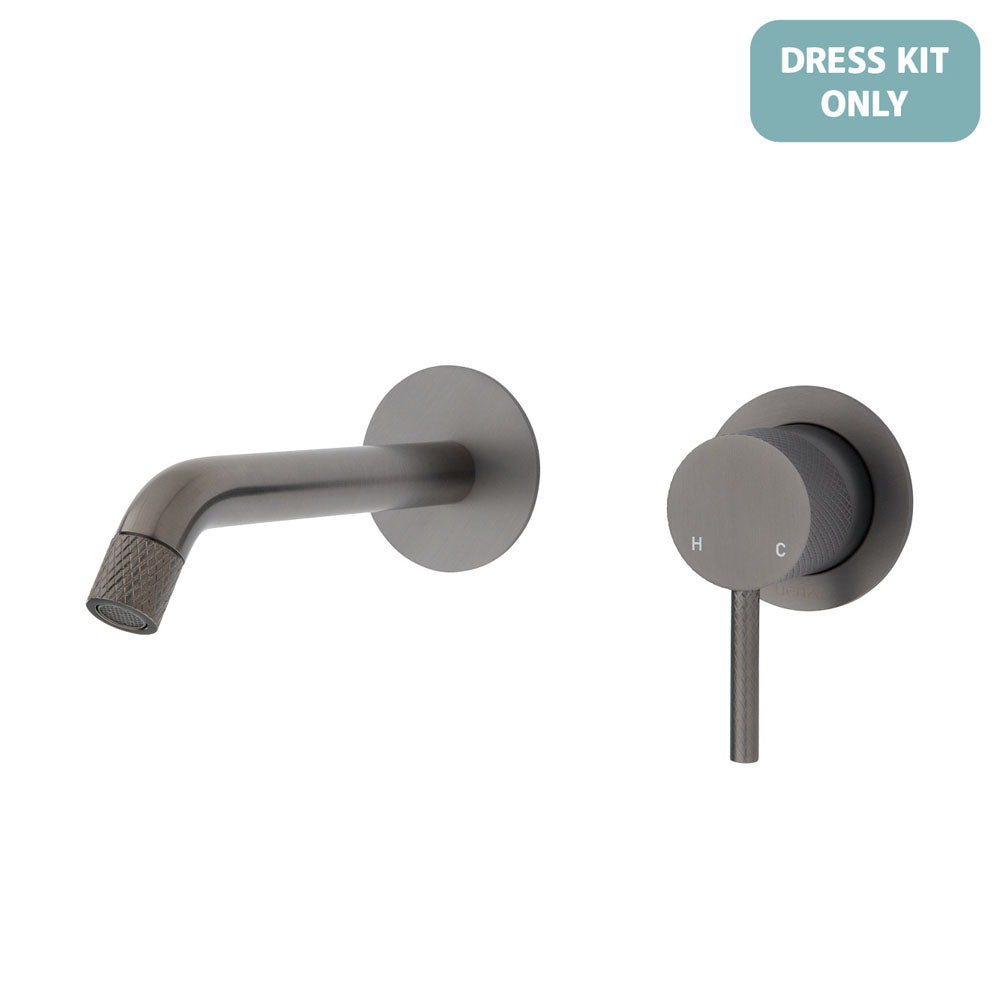 Fienza Axle Wall Basin/Bath Mixer Dress Kit - Gun Metal - Small Round Plates - 160mm Outlet