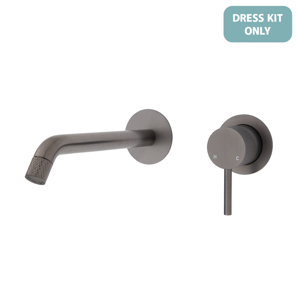 Fienza Axle Wall Basin/Bath Mixer Dress Kit - Gun Metal - Small Round Plates - 200mm Outlet