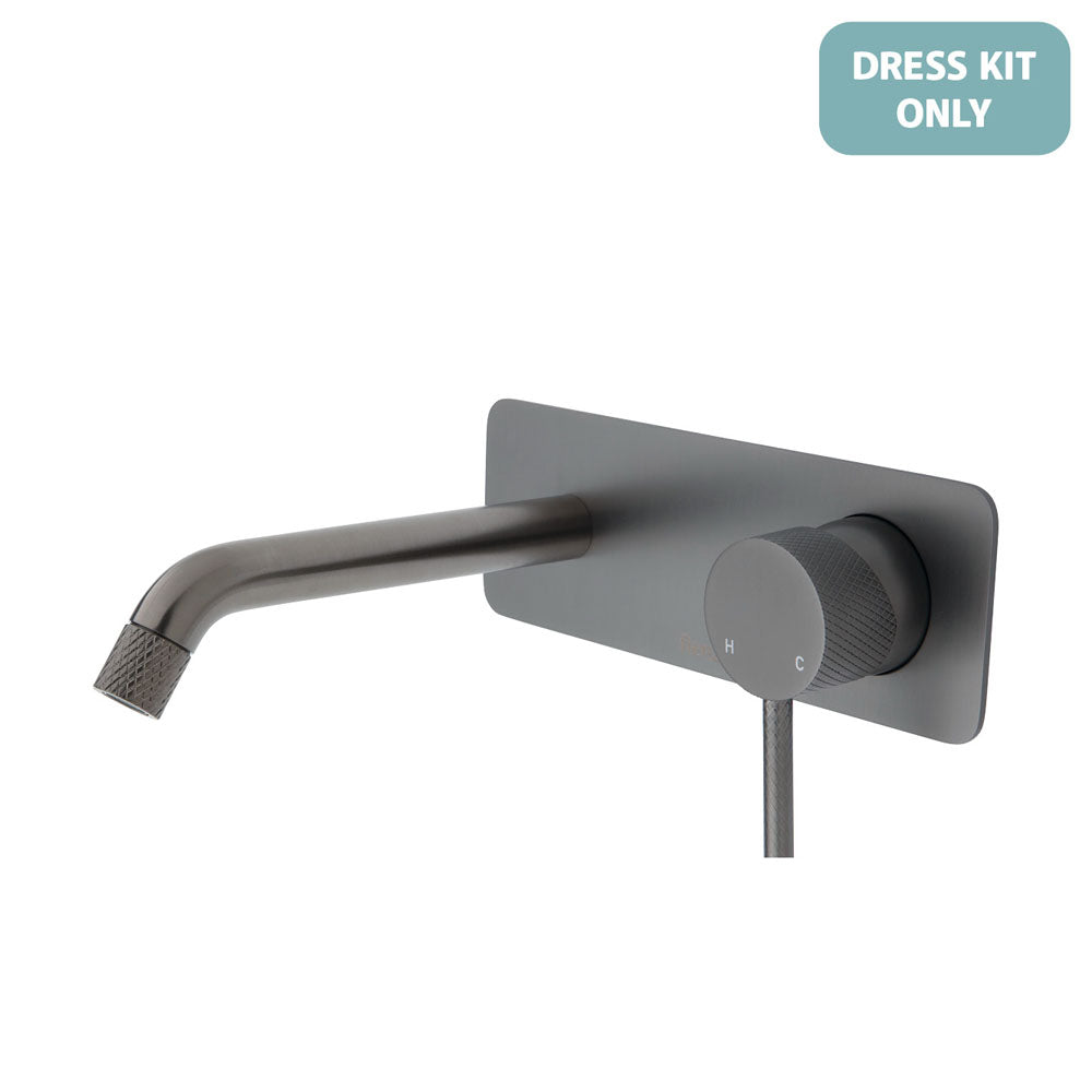 Fienza Axle Wall Basin/Bath Mixer Dress Kit - Gun Metal - Soft Square Plate - 160mm Outlet