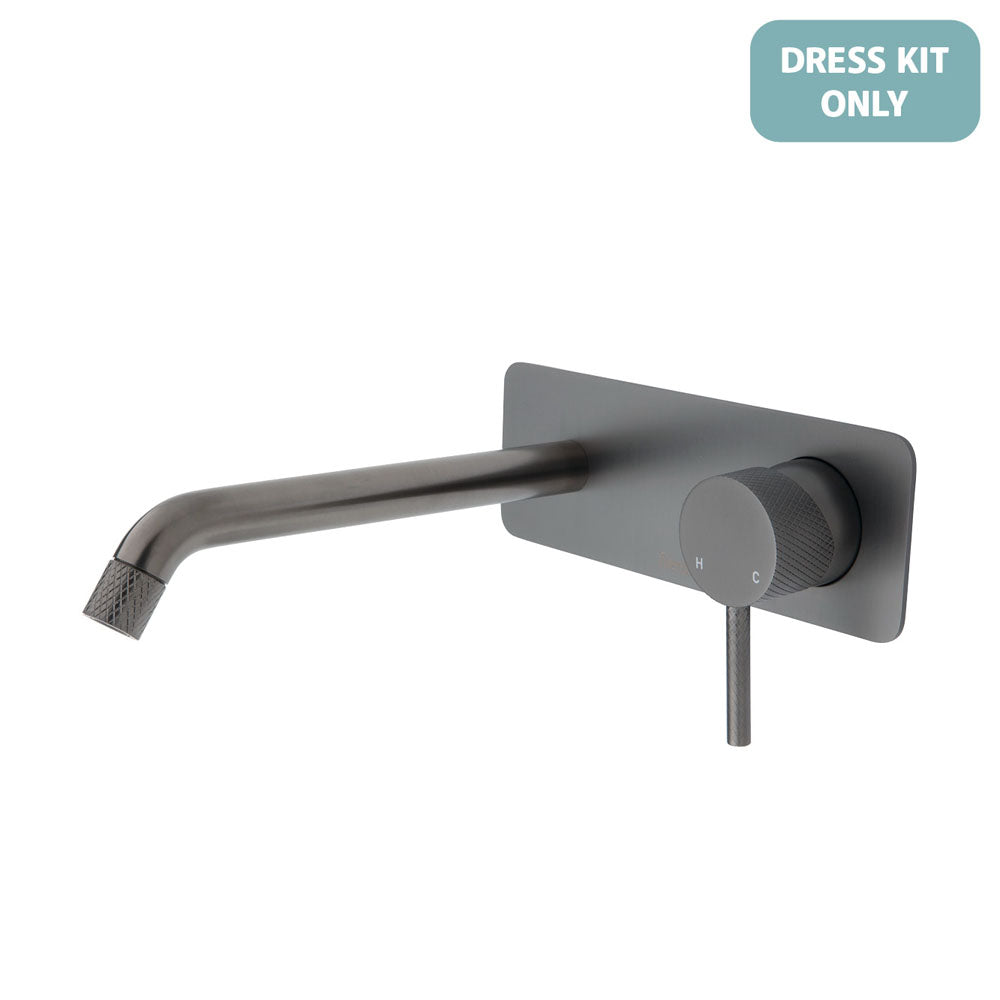 Fienza Axle Wall Basin/Bath Mixer Dress Kit - Gun Metal - Soft Square Plate - 200mm Outlet