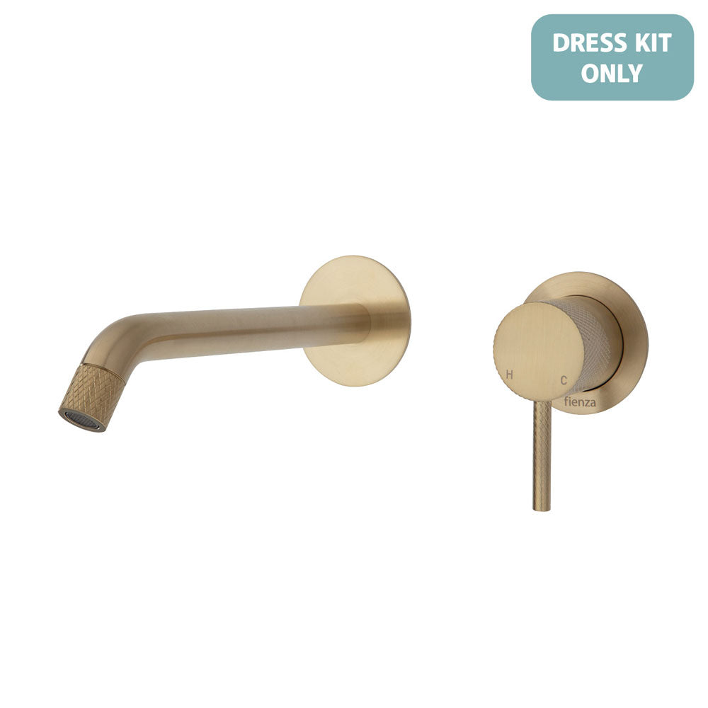 Fienza Axle Wall Basin/Bath Mixer Dress Kit - Urban Brass - Small Round Plates - 200mm Outlet