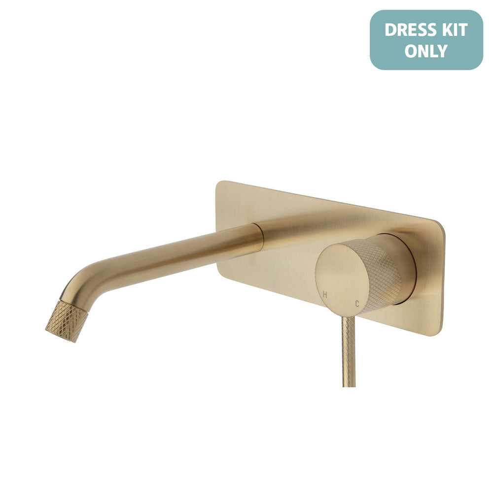 Fienza Axle Wall Basin/Bath Mixer Dress Kit - Urban Brass - Soft Square Plate - 160mm Outlet