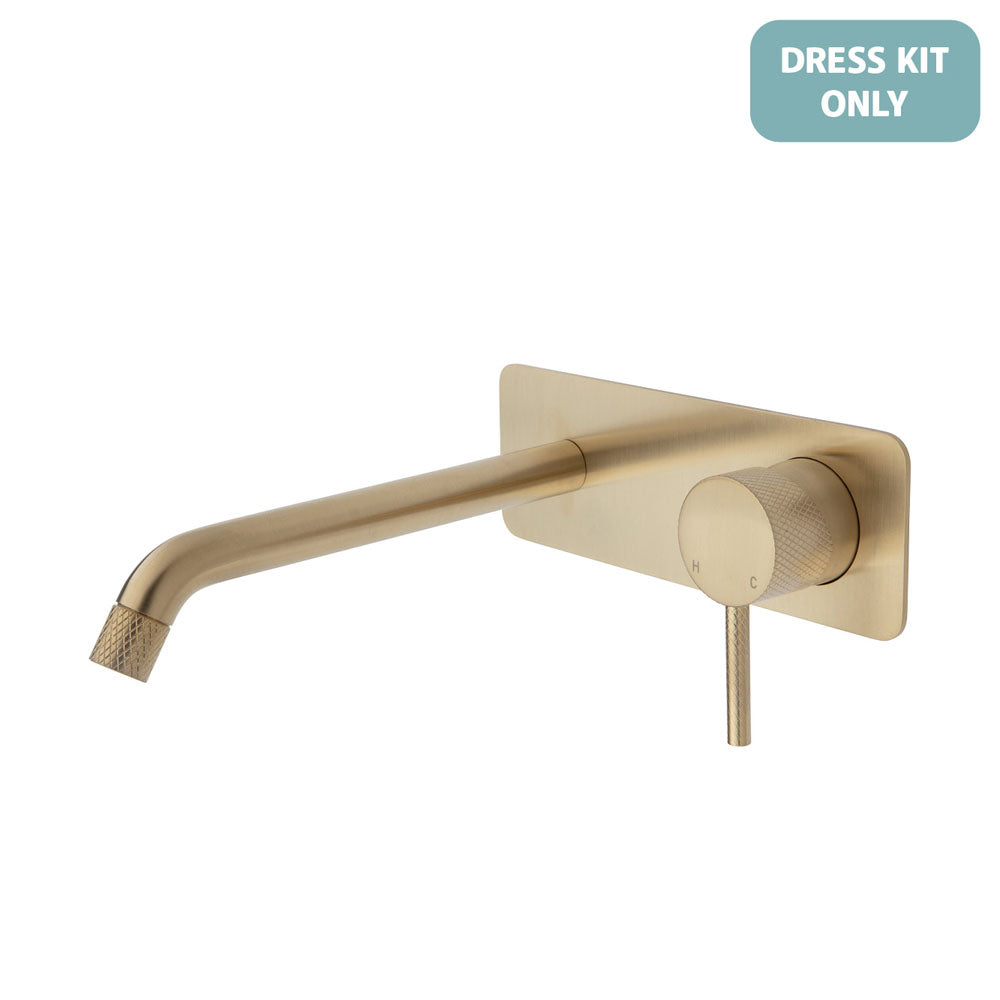 Fienza Axle Wall Basin/Bath Mixer Dress Kit - Urban Brass - Soft Square Plate - 200mm Outlet