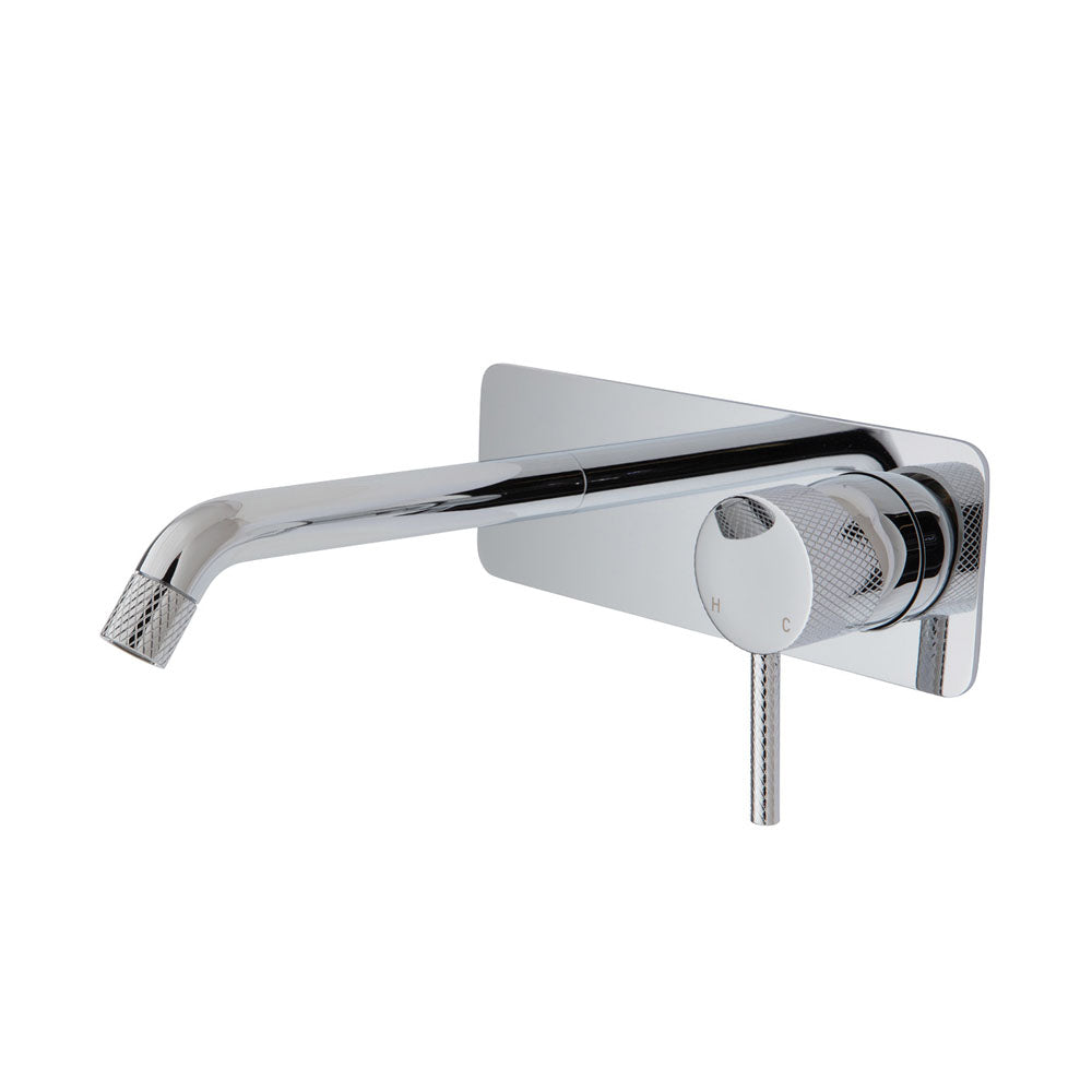 Fienza Axle Wall Basin/Bath Mixer Set - Chrome - Soft Square Plate - 160mm Outlet