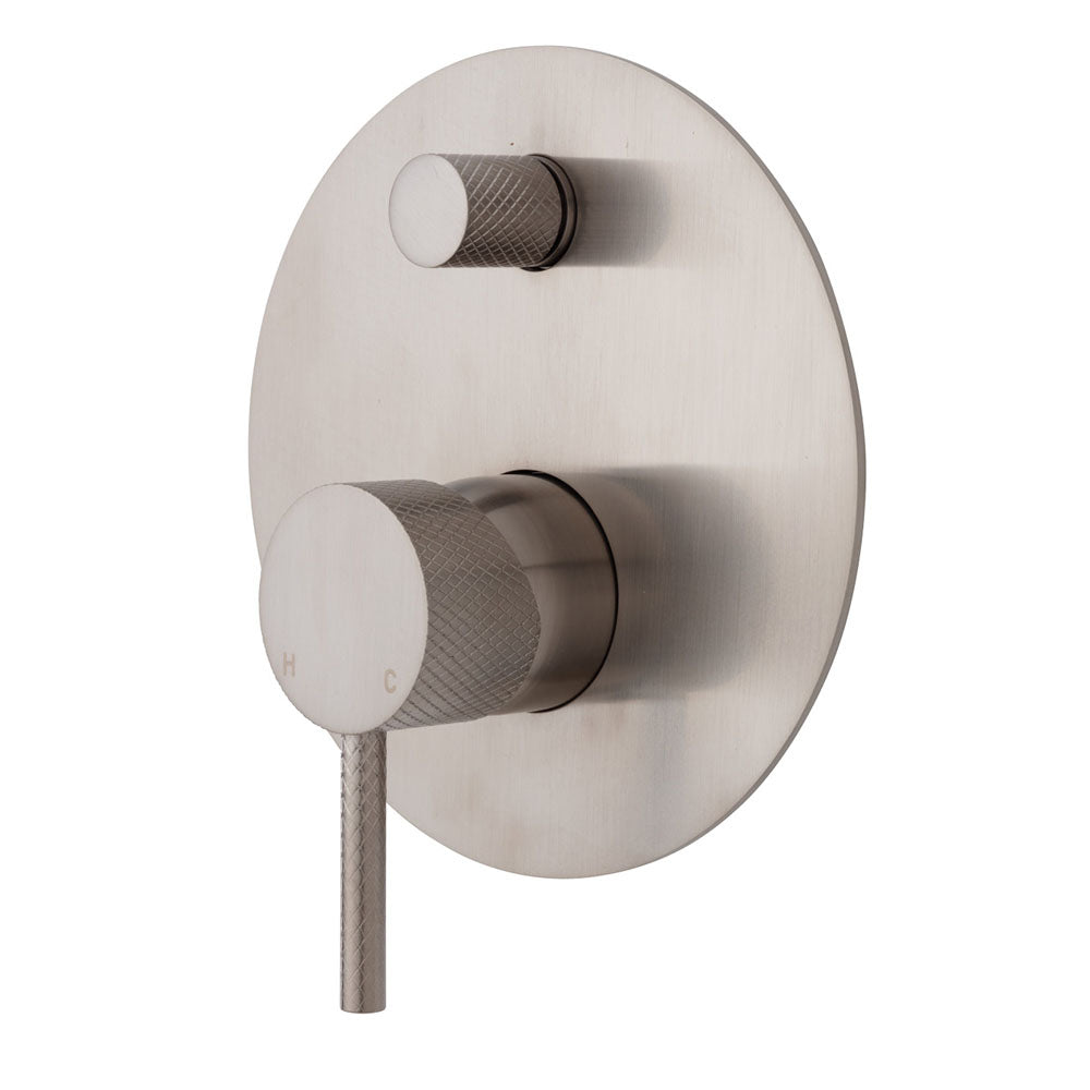 Fienza Axle Wall Diverter Mixer - Brushed Nickel - Large Round Plate